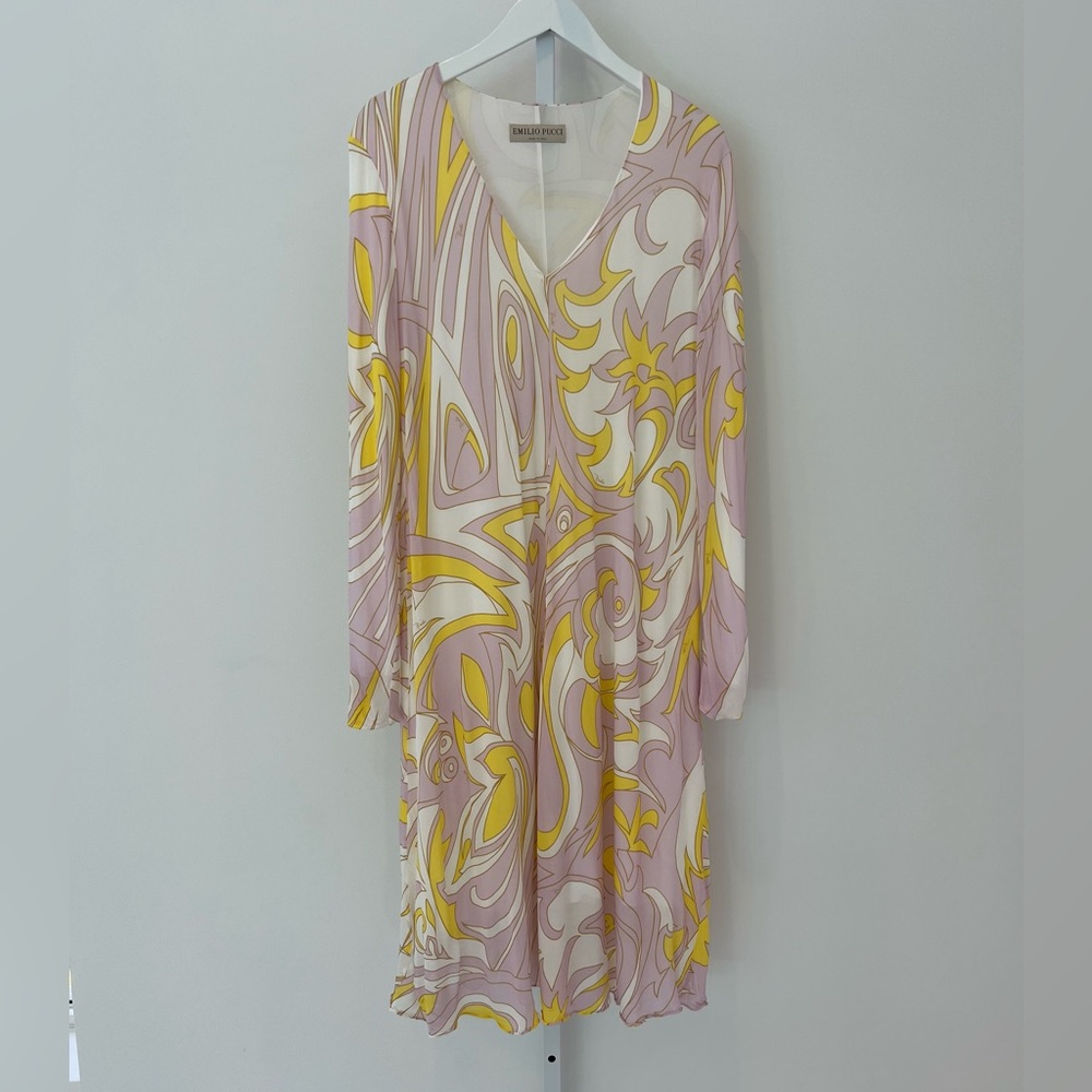 EMILIO PUCCI LAVENDER YELLOW VISCOSE DRESS MODEL 1EJH25 SIZE IT 40 / US 6 - Picture 3 of 17